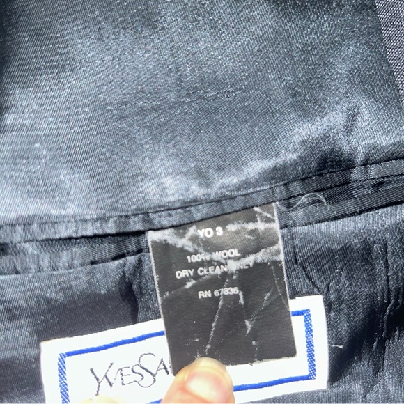 Men’s Suit Jacket Size 44R Yves Saint Laurent Blue Blazer  Button Canada Wool - Picture 6 of 11